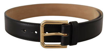  - Elegant Leather Belt with Logo Buckle