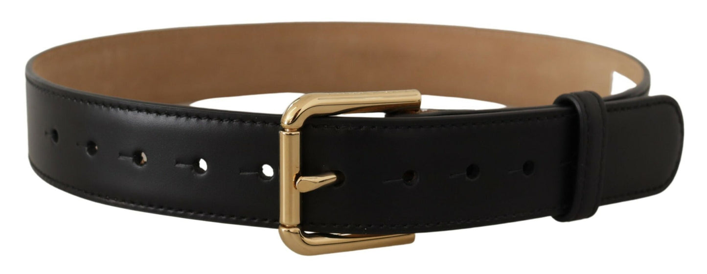  - Elegant Leather Belt with Logo Buckle