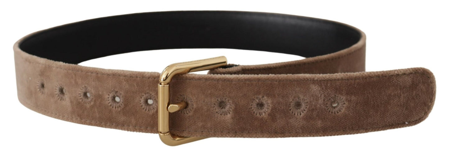  - Elegant Velvet Logo Buckle Belt