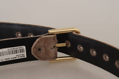  - Elegant Velvet Logo Buckle Belt