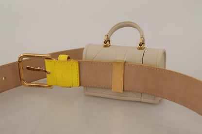  - Chic Yellow Leather Belt with Headphone Case