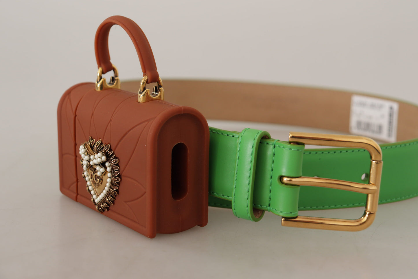  - Chic Emerald Leather Belt with Engraved Buckle