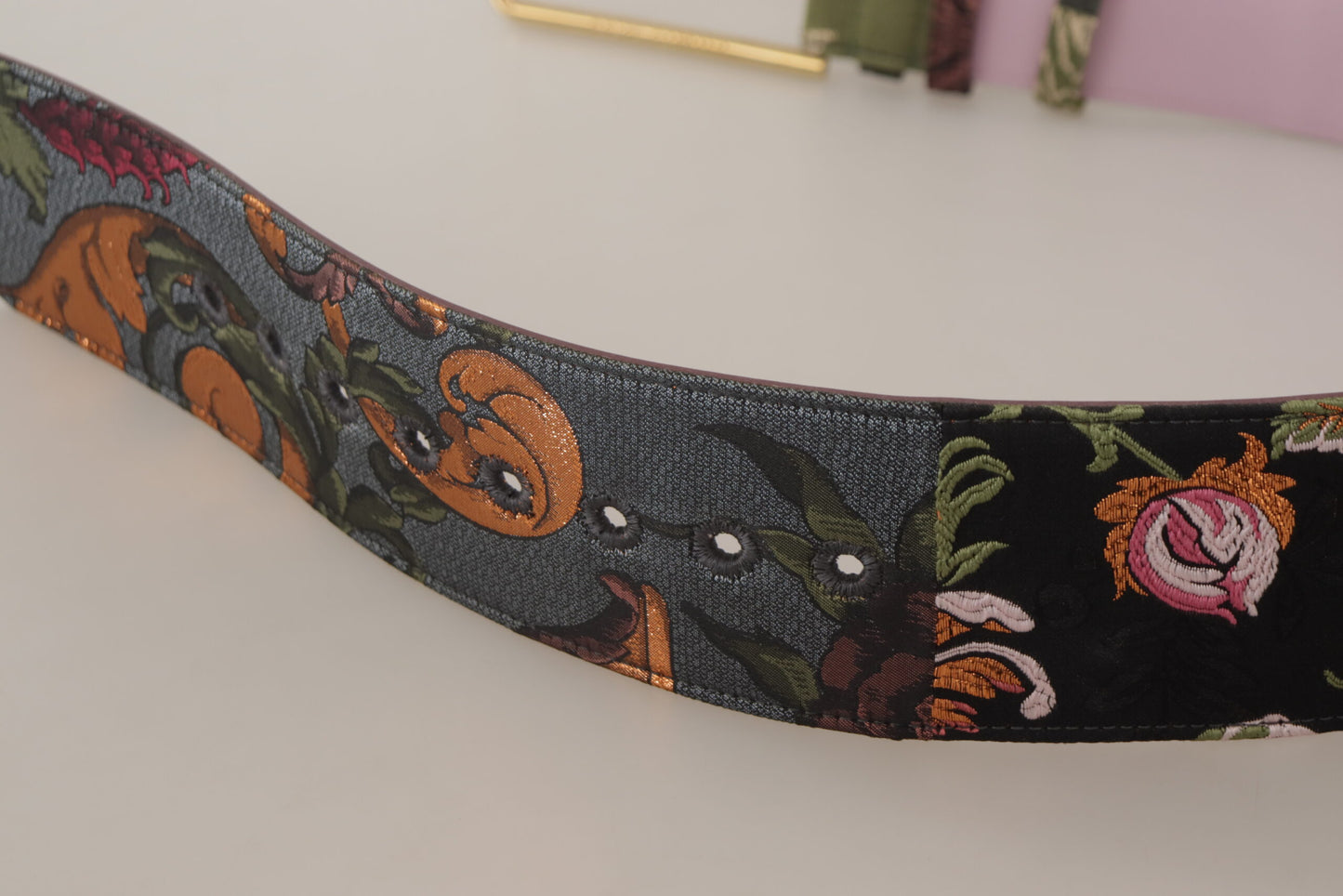  - Elegant Multicolor Canvas-Leather Belt