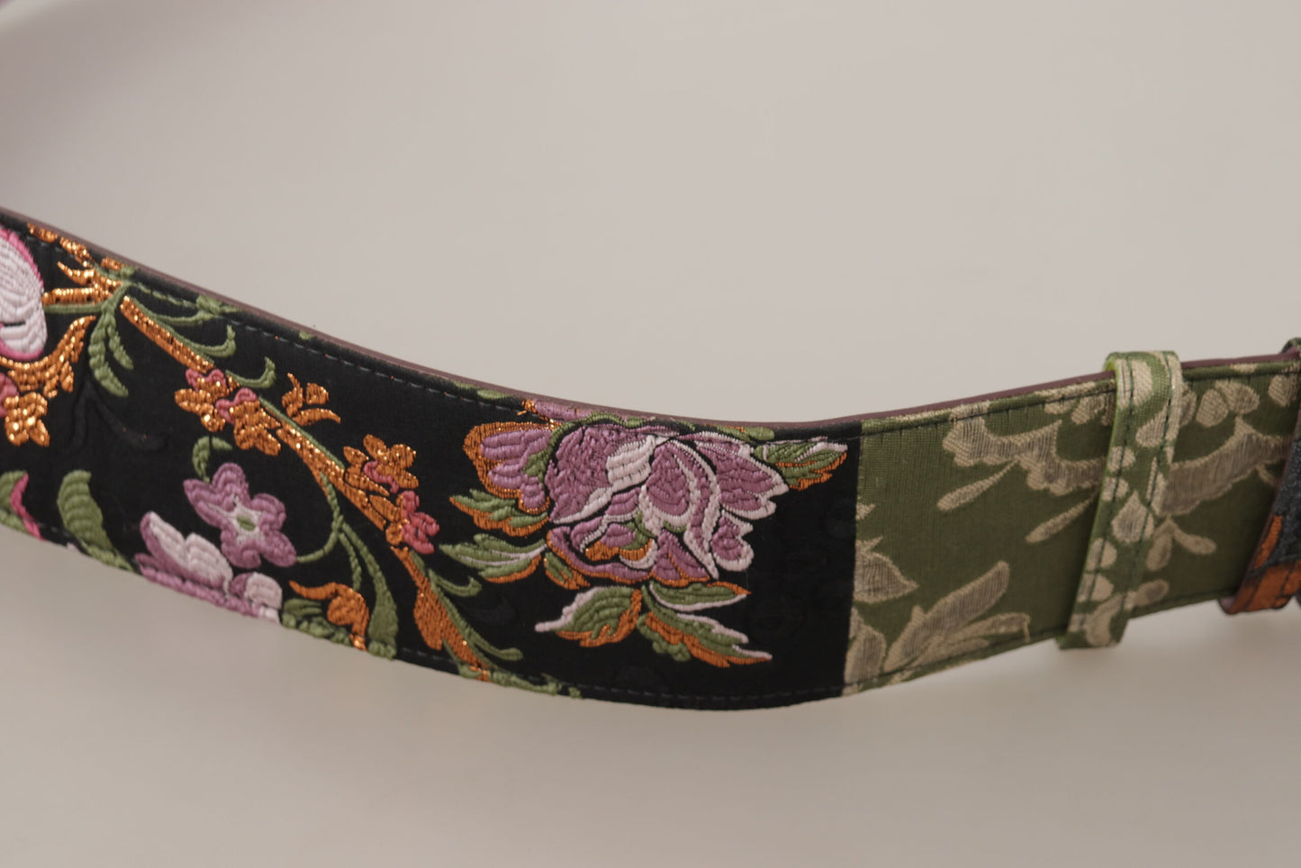  - Elegant Multicolor Canvas-Leather Belt