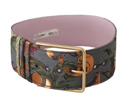  - Elegant Multicolor Canvas-Leather Belt