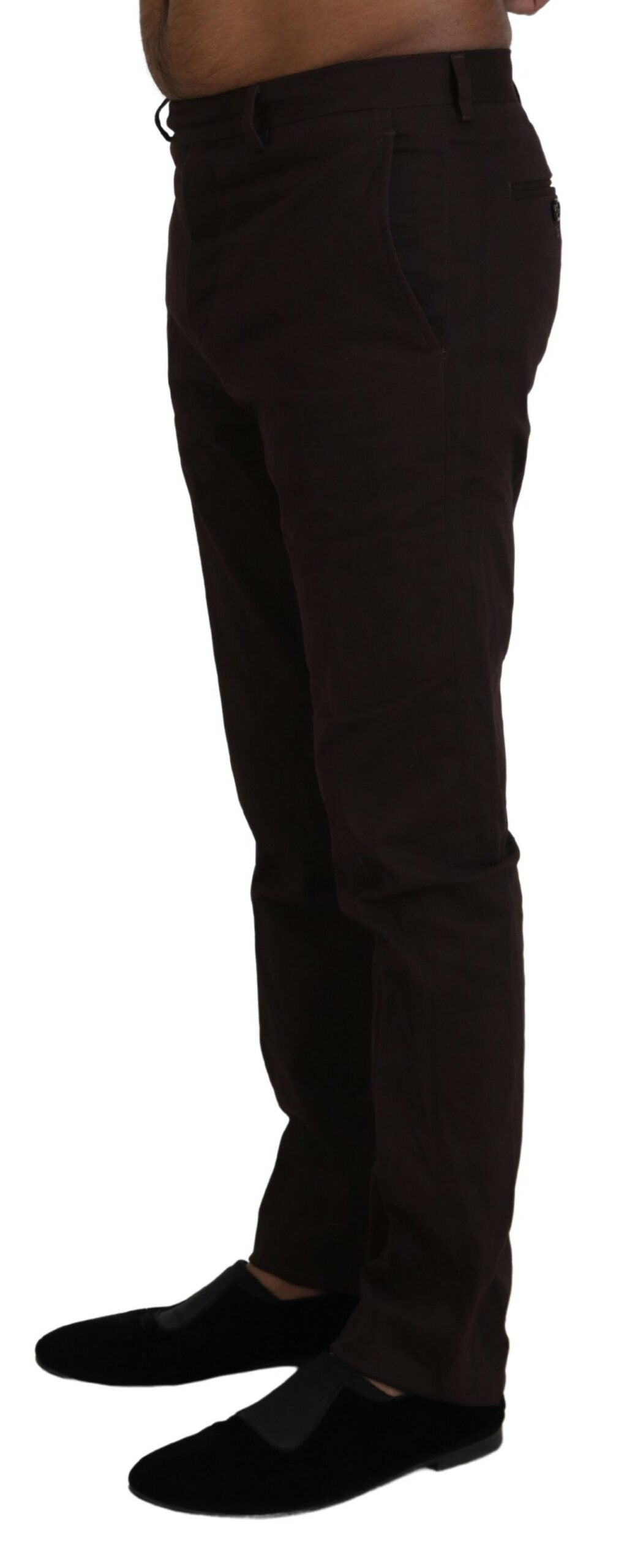  - Elegant Brown Cotton Blend Trousers