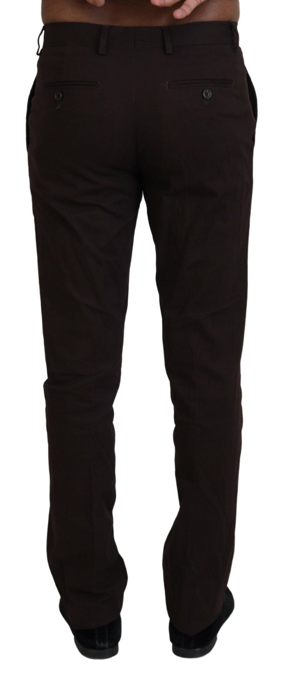  - Elegant Brown Cotton Blend Trousers