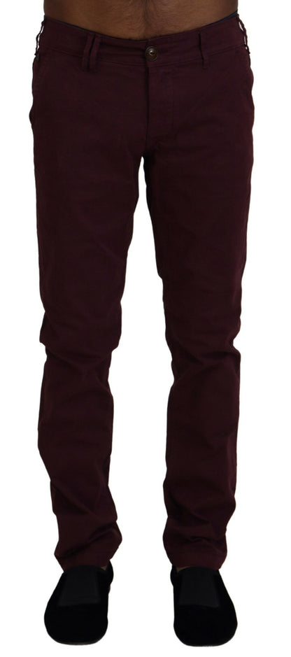  - Maroon Skinny Fit Cotton Pants