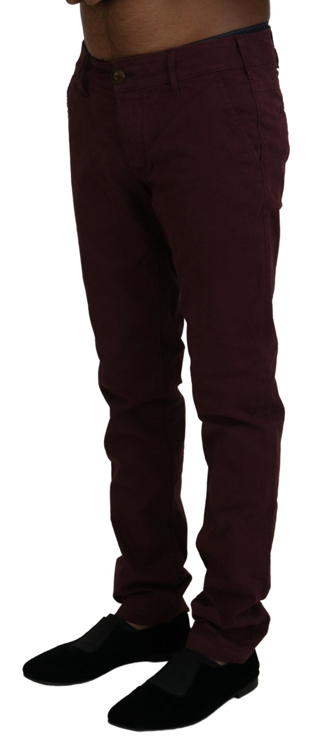  - Maroon Skinny Fit Cotton Pants