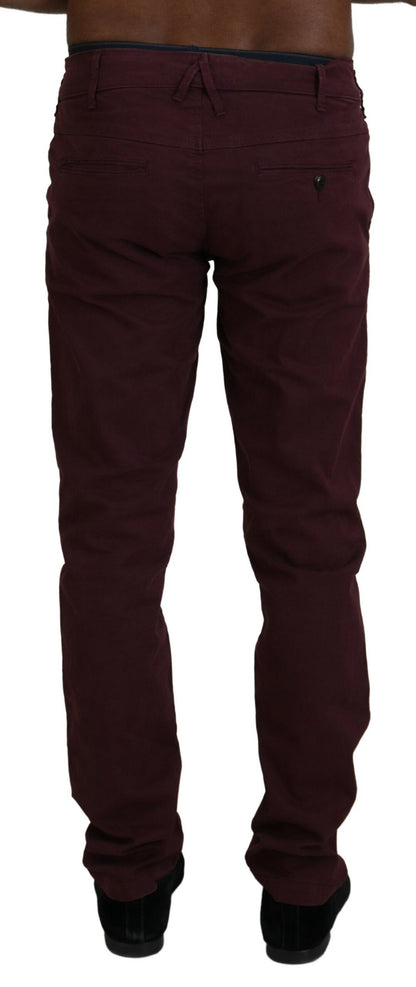  - Maroon Skinny Fit Cotton Pants