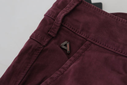  - Maroon Skinny Fit Cotton Pants