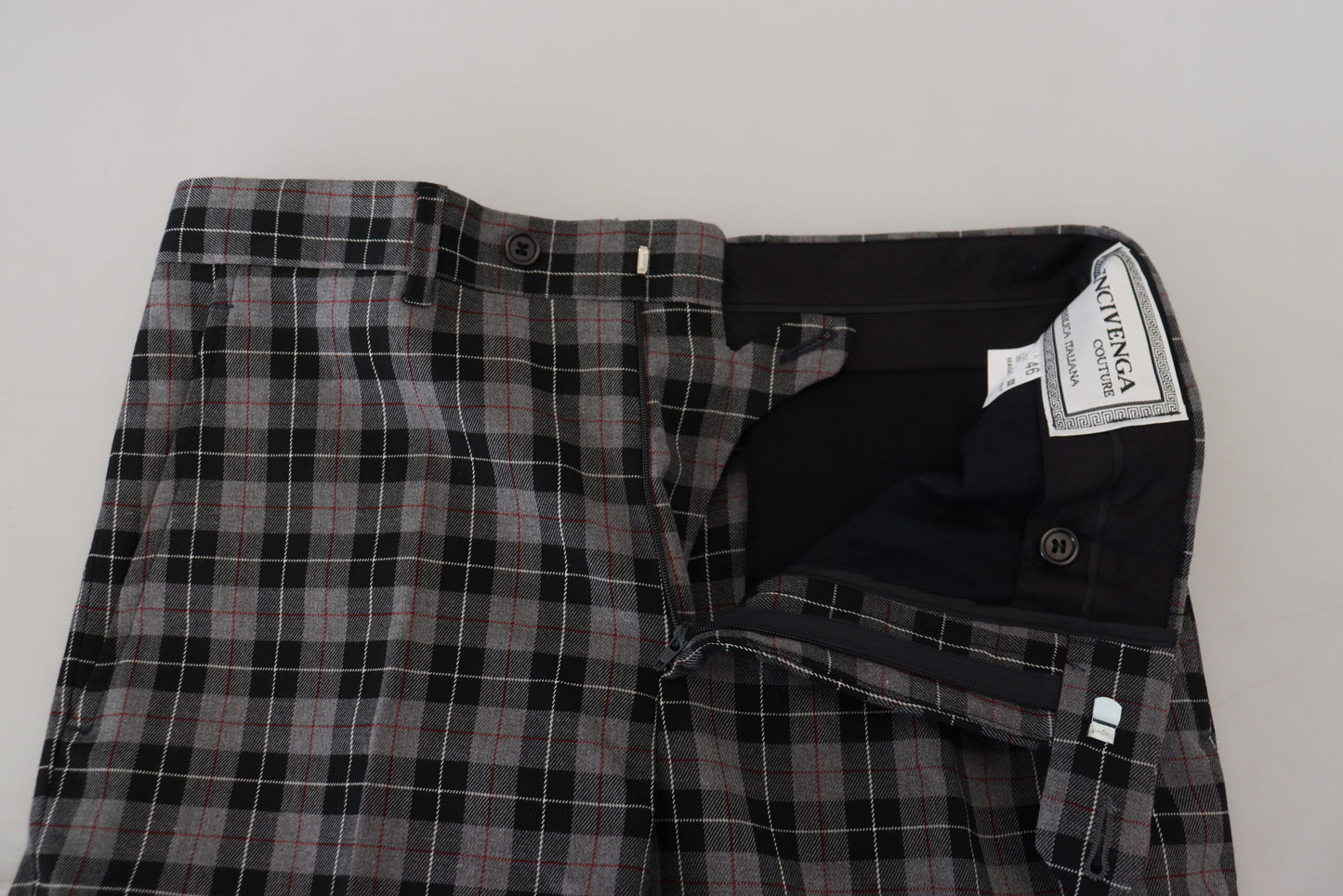  - Elegant Gray Checked Gentleman's Chinos