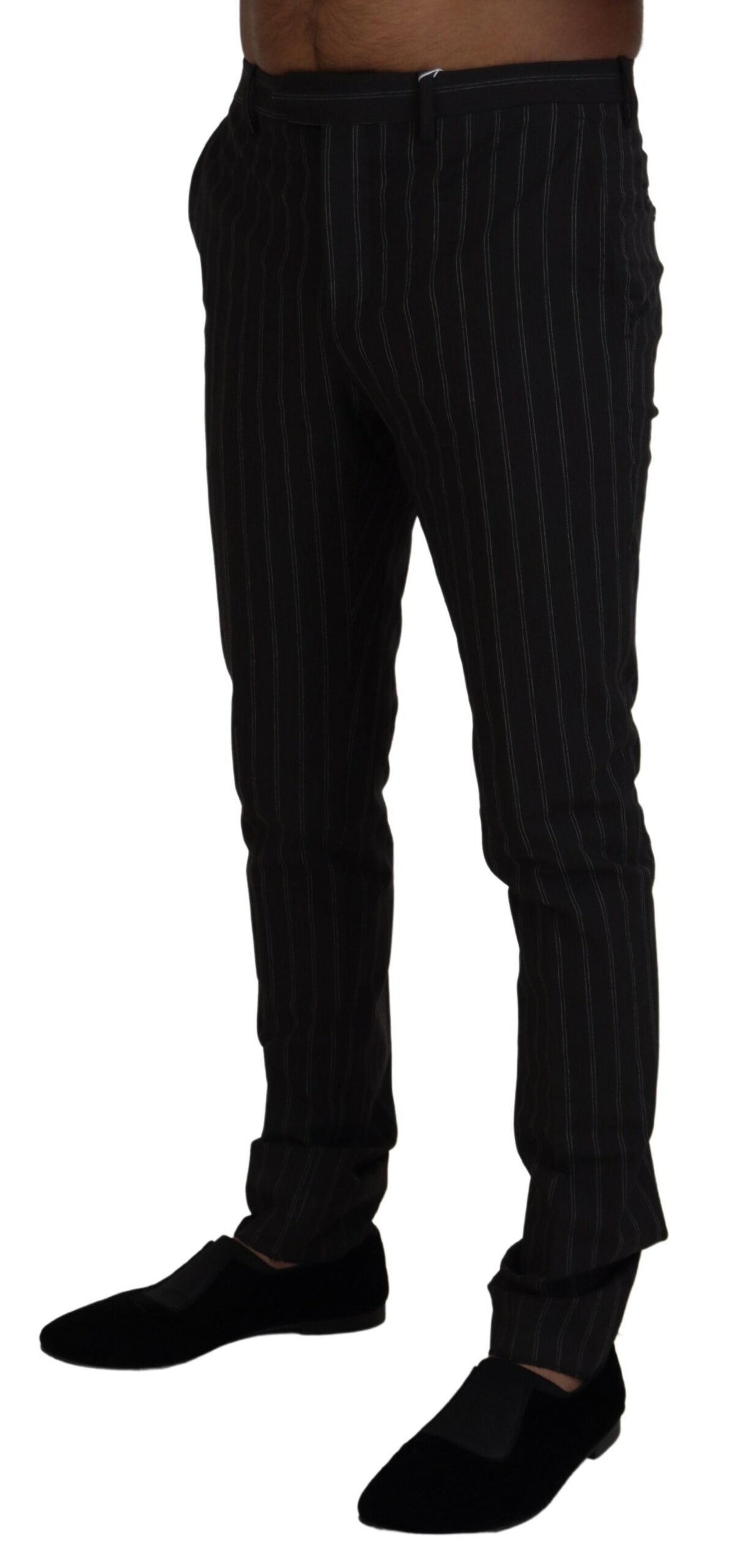  - Elegant Striped Viscose Dress Pants for Men