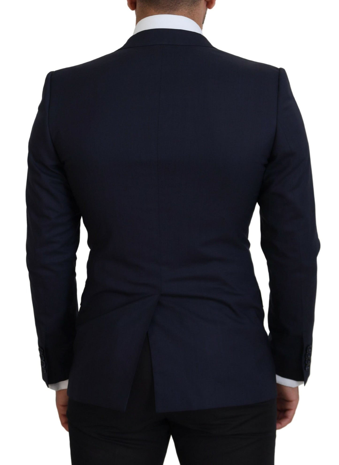  - Elegant Blue Wool Silk Blazer Jacket