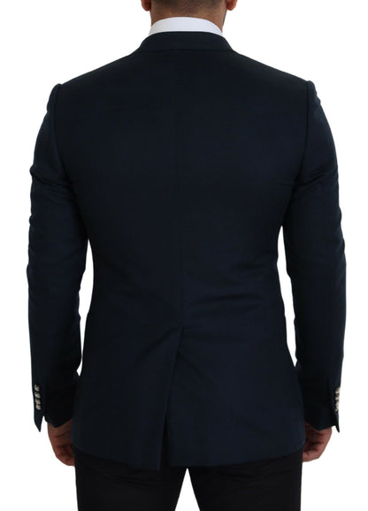  - Elegant Cashmere-Silk Blend Blue Blazer