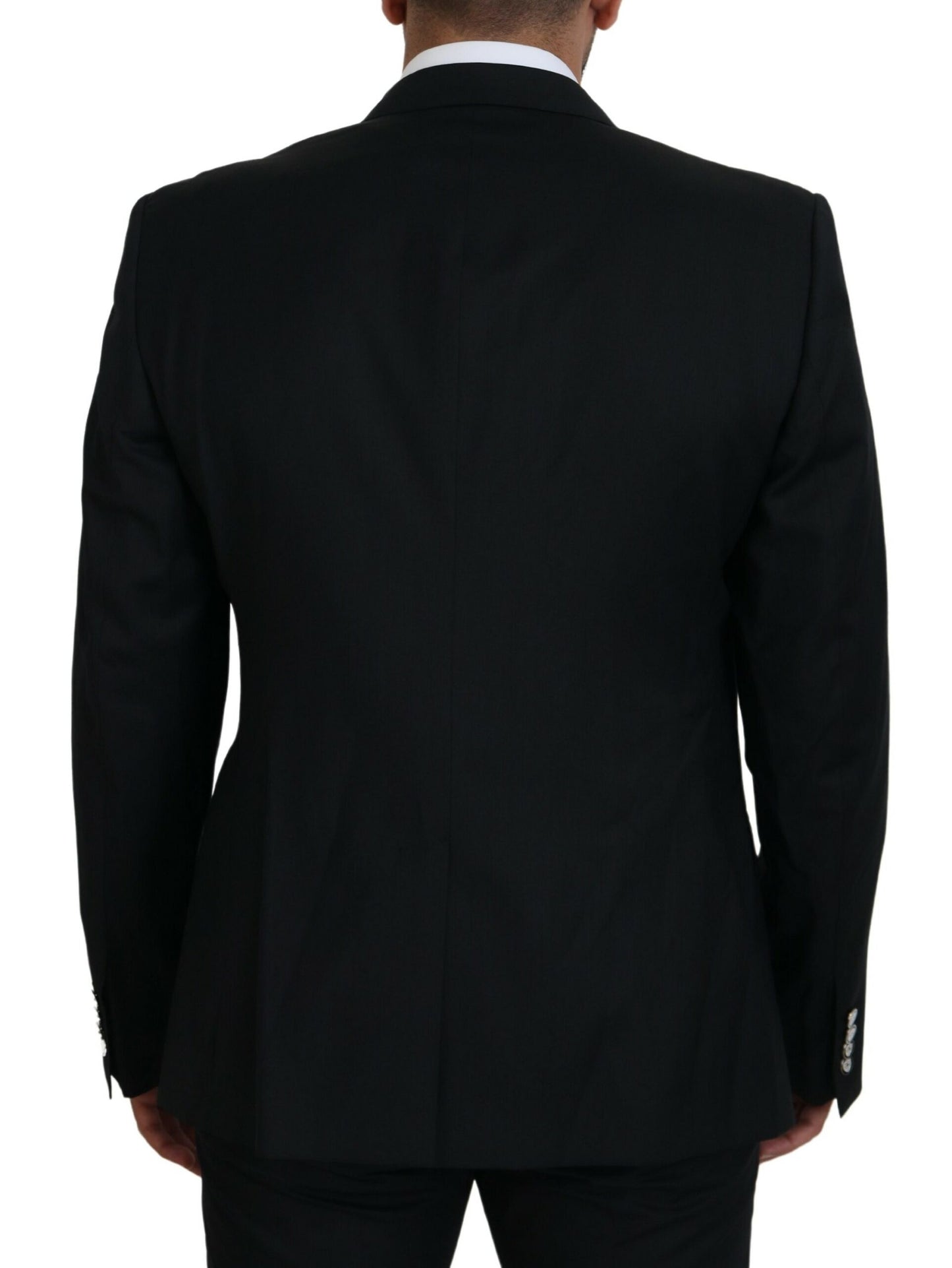  - Elegant Black Martini Wool Blazer