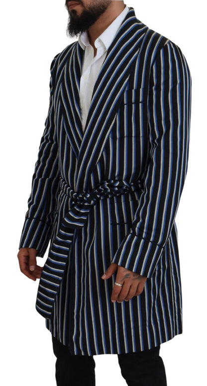  - Elegant Striped Silk Blend Robe