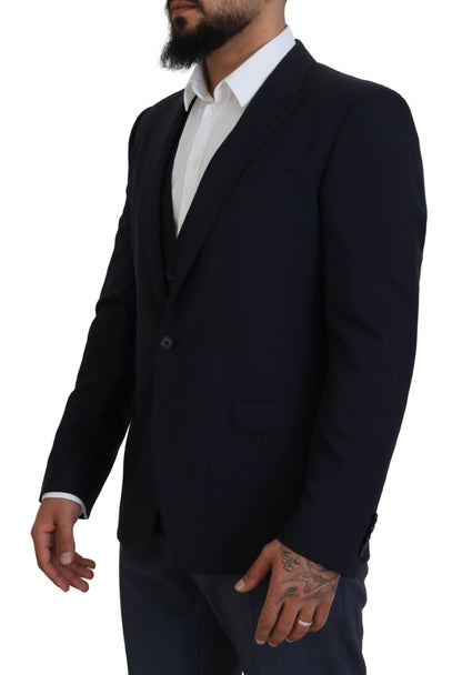  - Elegant Navy Wool Blend Martini Blazer