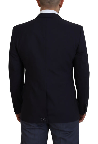  - Elegant Navy Wool Blend Martini Blazer