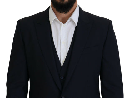  - Elegant Navy Wool Blend Martini Blazer