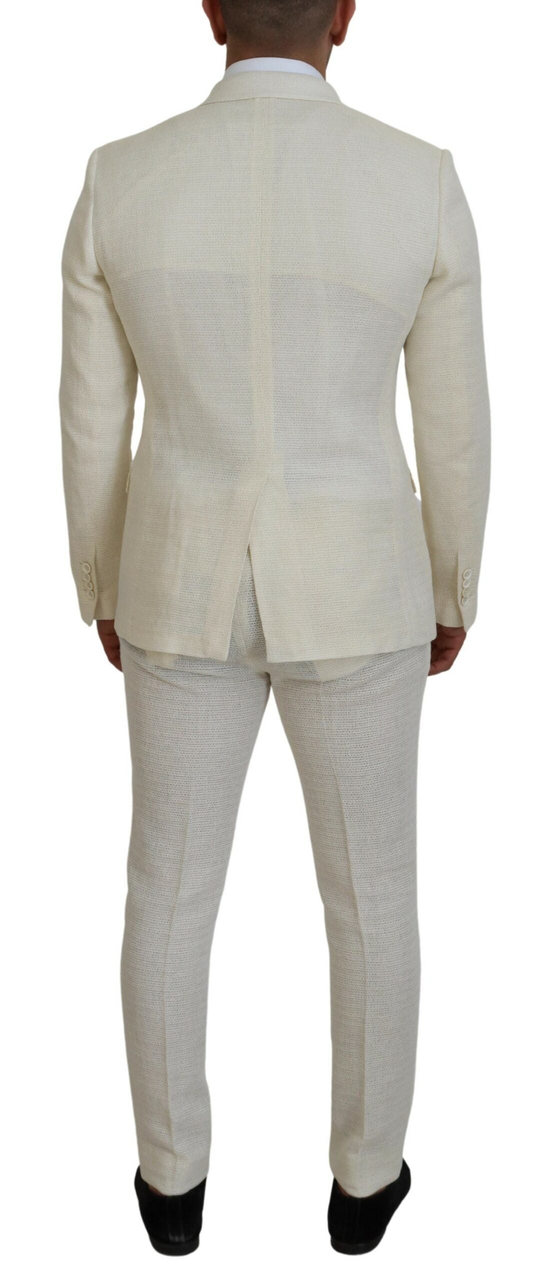  - Elegant Off White Silk-Blend Suit