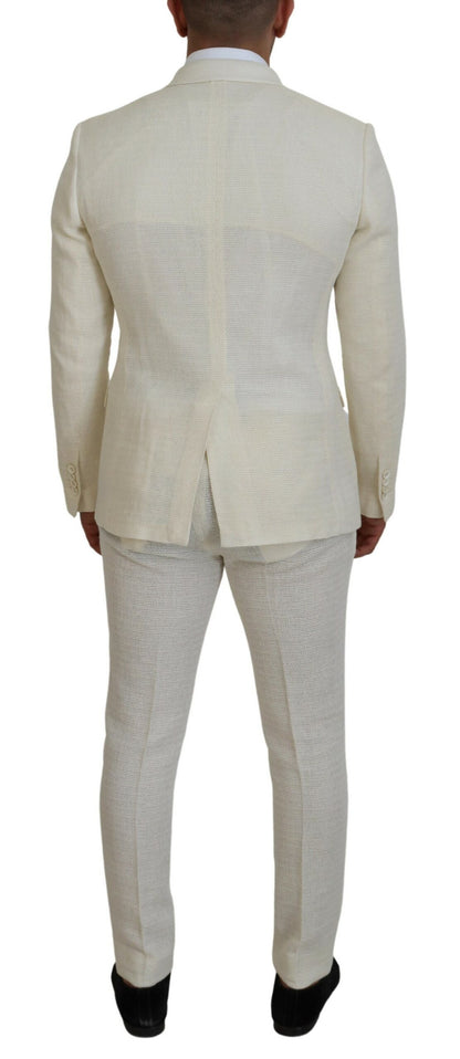  - Elegant Off White Silk-Blend Suit