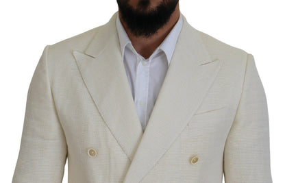  - Elegant Off White Silk-Blend Suit