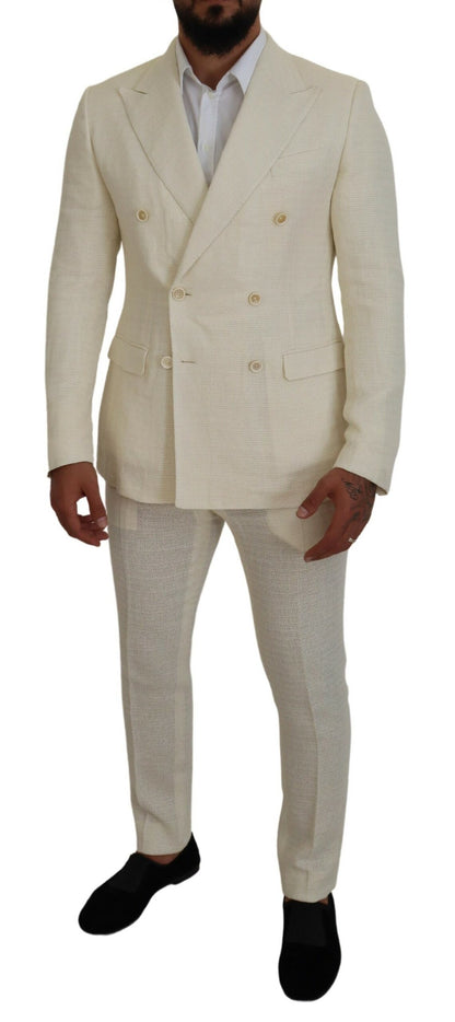  - Elegant Off White Silk-Blend Suit