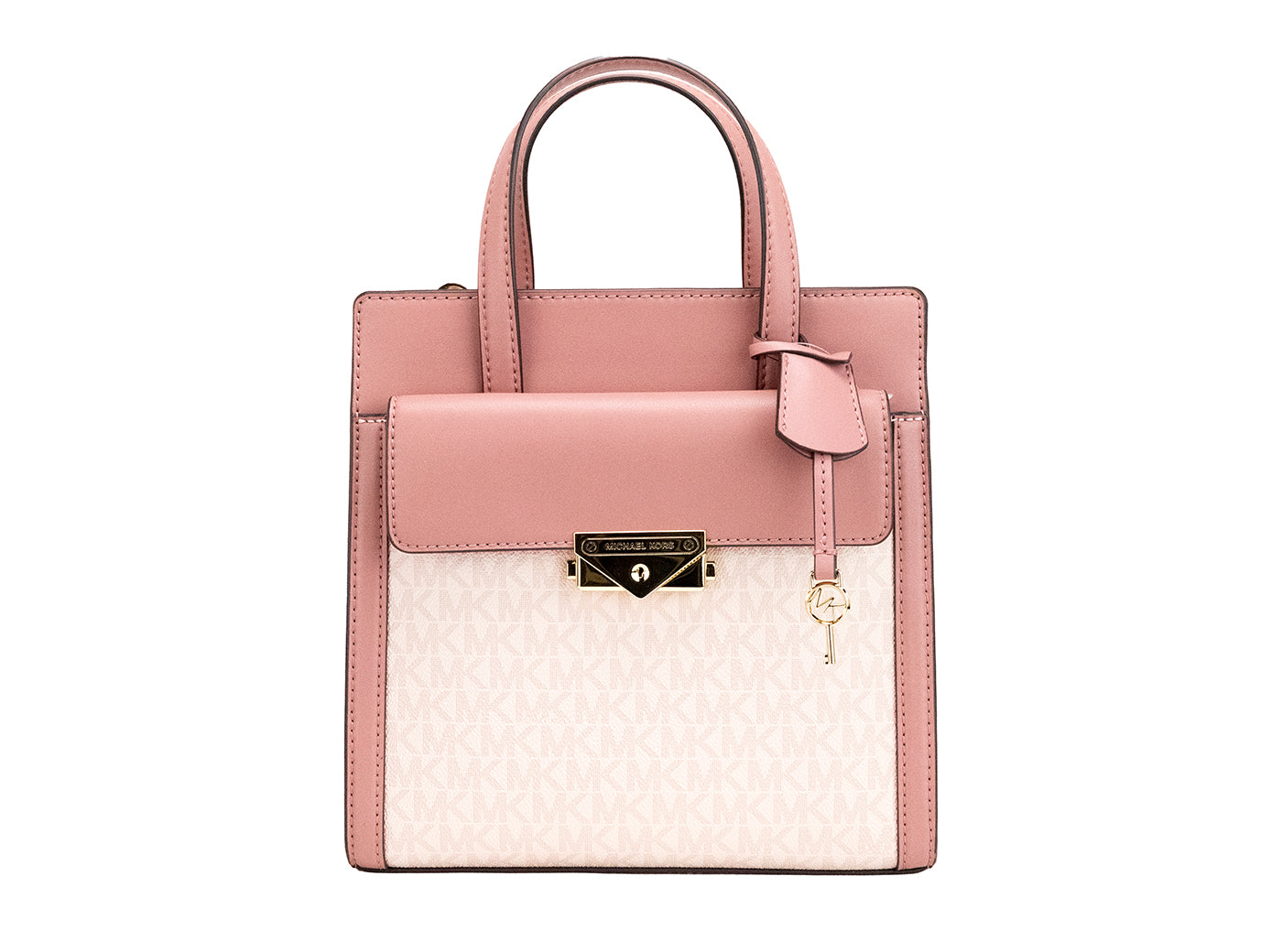 Michael Kors Cece Small Pink PVC North South Flap Tote Crossbody Bag