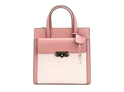 Michael Kors Cece Small Pink PVC North South Flap Tote Crossbody Bag