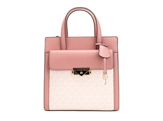 Michael Kors Cece Small Pink PVC North South Flap Tote Crossbody Bag