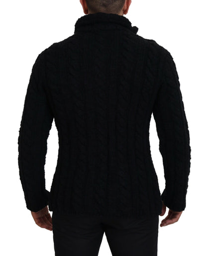  - Elegant Black Wool-Cashmere Blend Cardigan