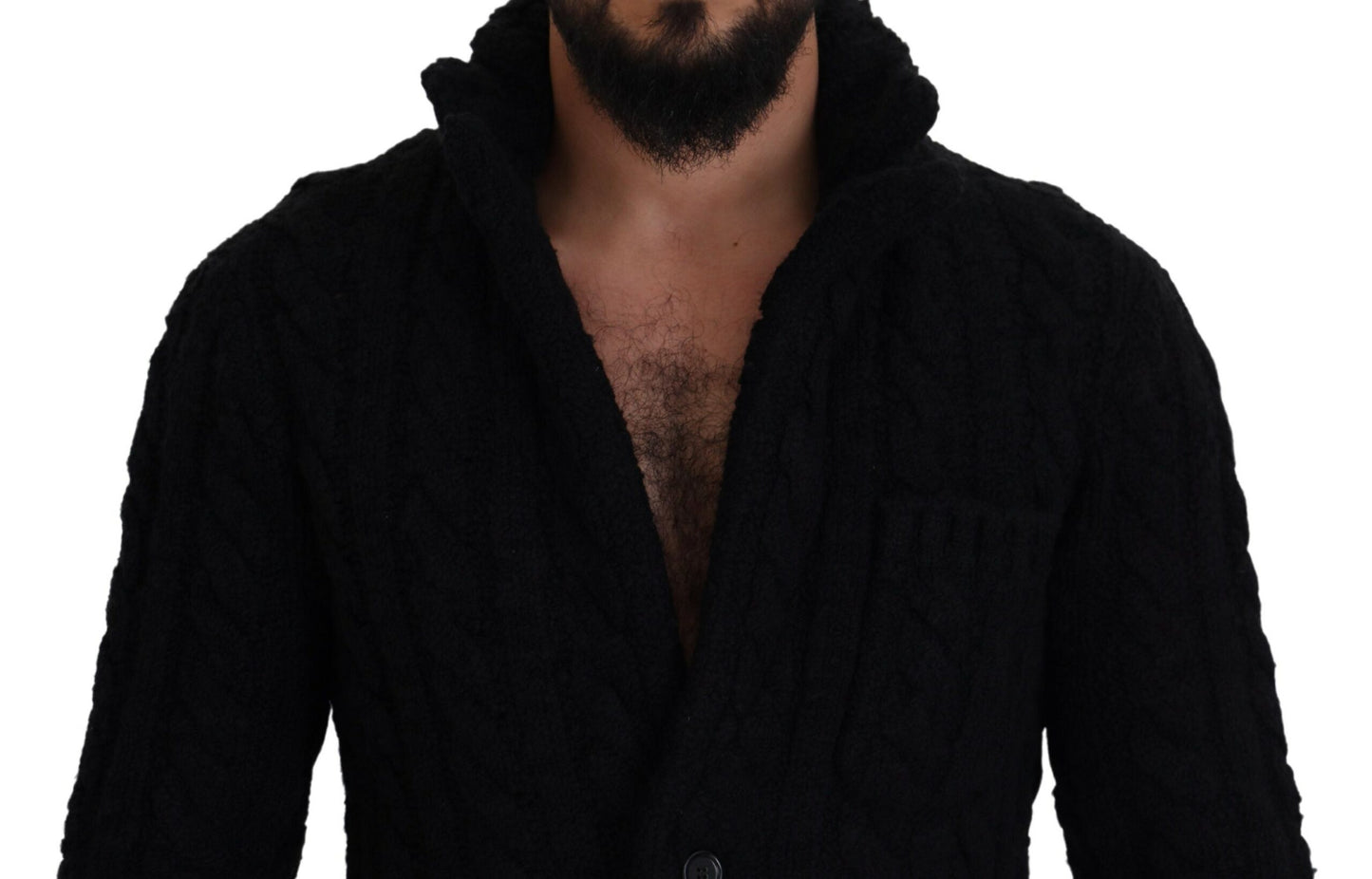  - Elegant Black Wool-Cashmere Blend Cardigan