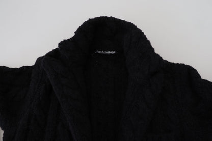  - Elegant Black Wool-Cashmere Blend Cardigan