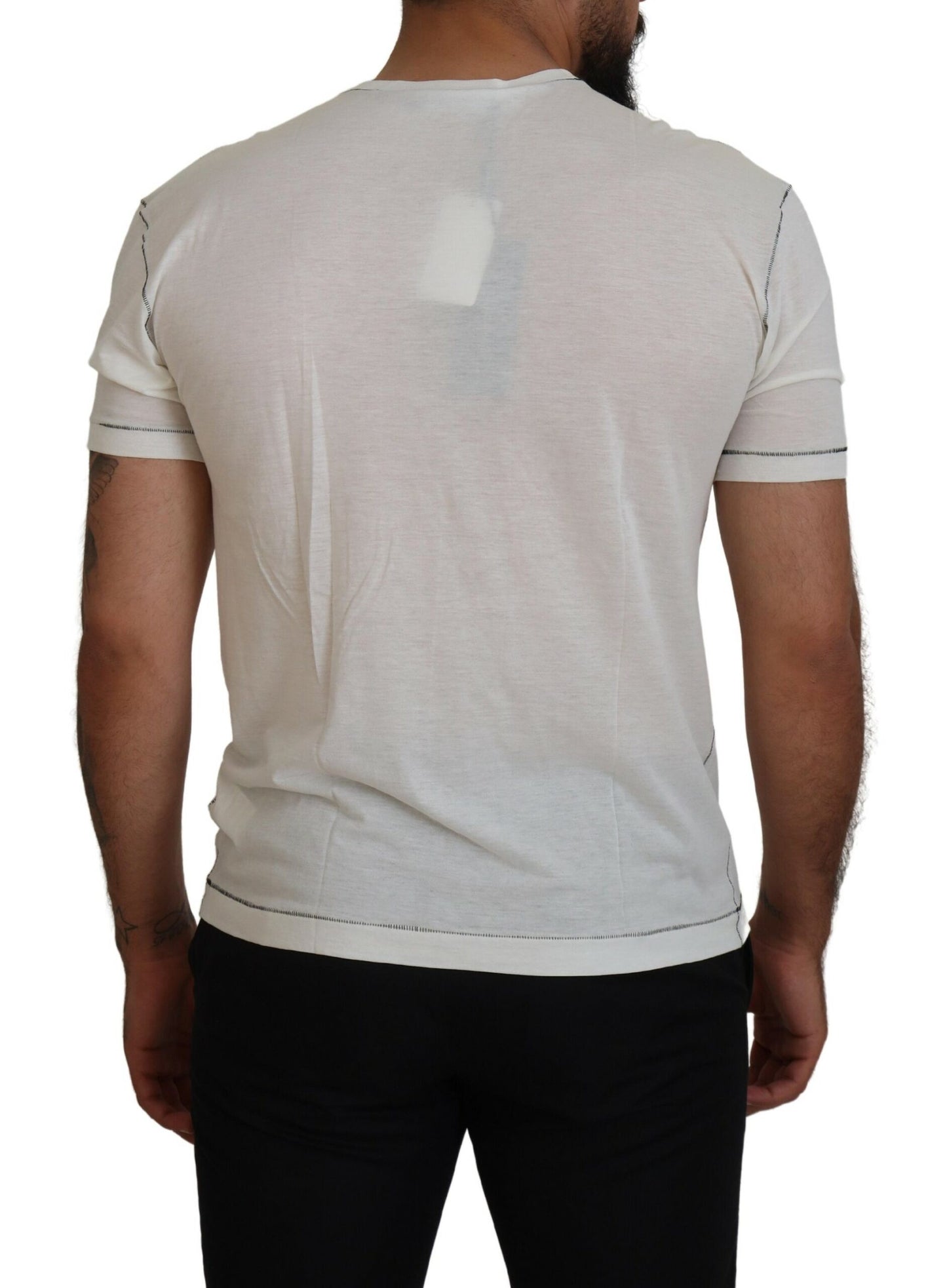  - Elegant White Cotton-Silk Blend Tee