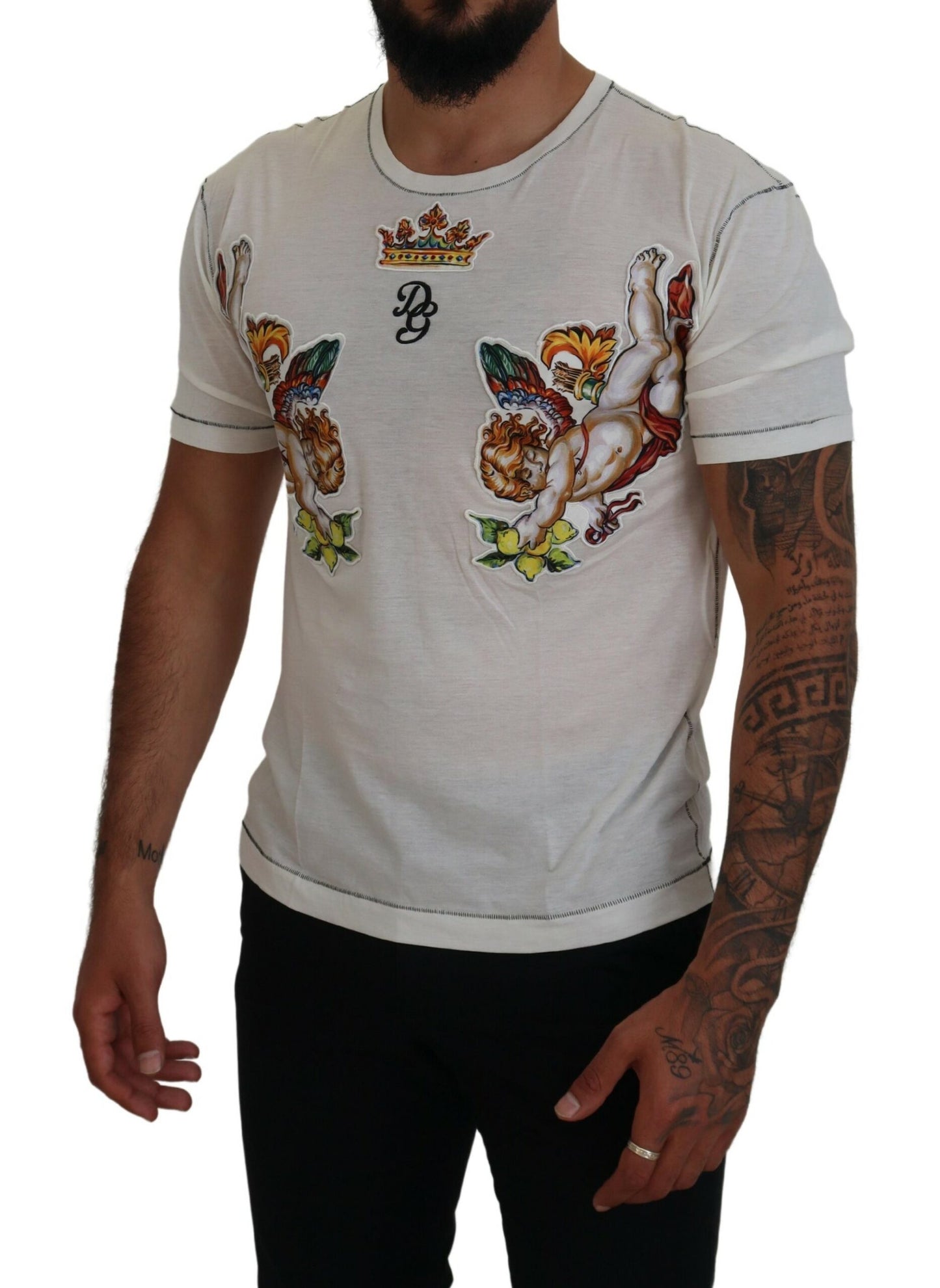  - Elegant White Cotton-Silk Blend Tee