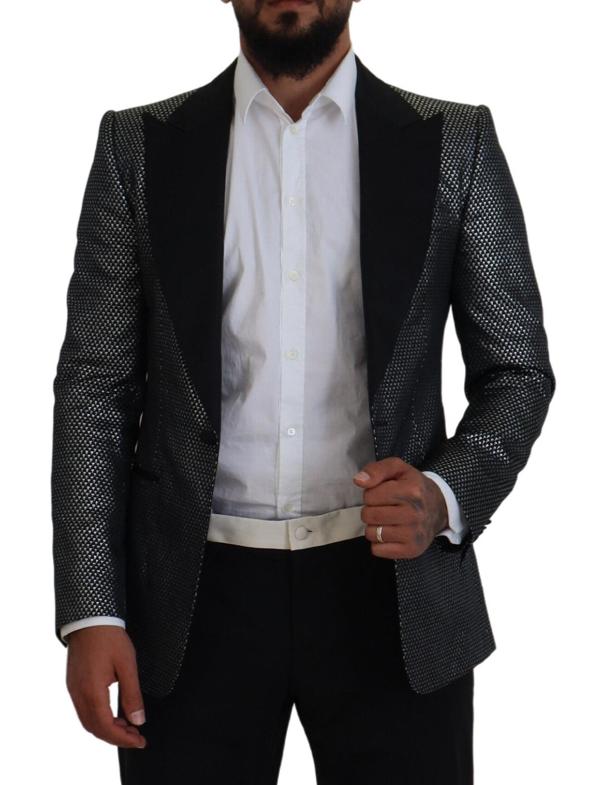  - Elegant Jacquard Single Breasted Blazer