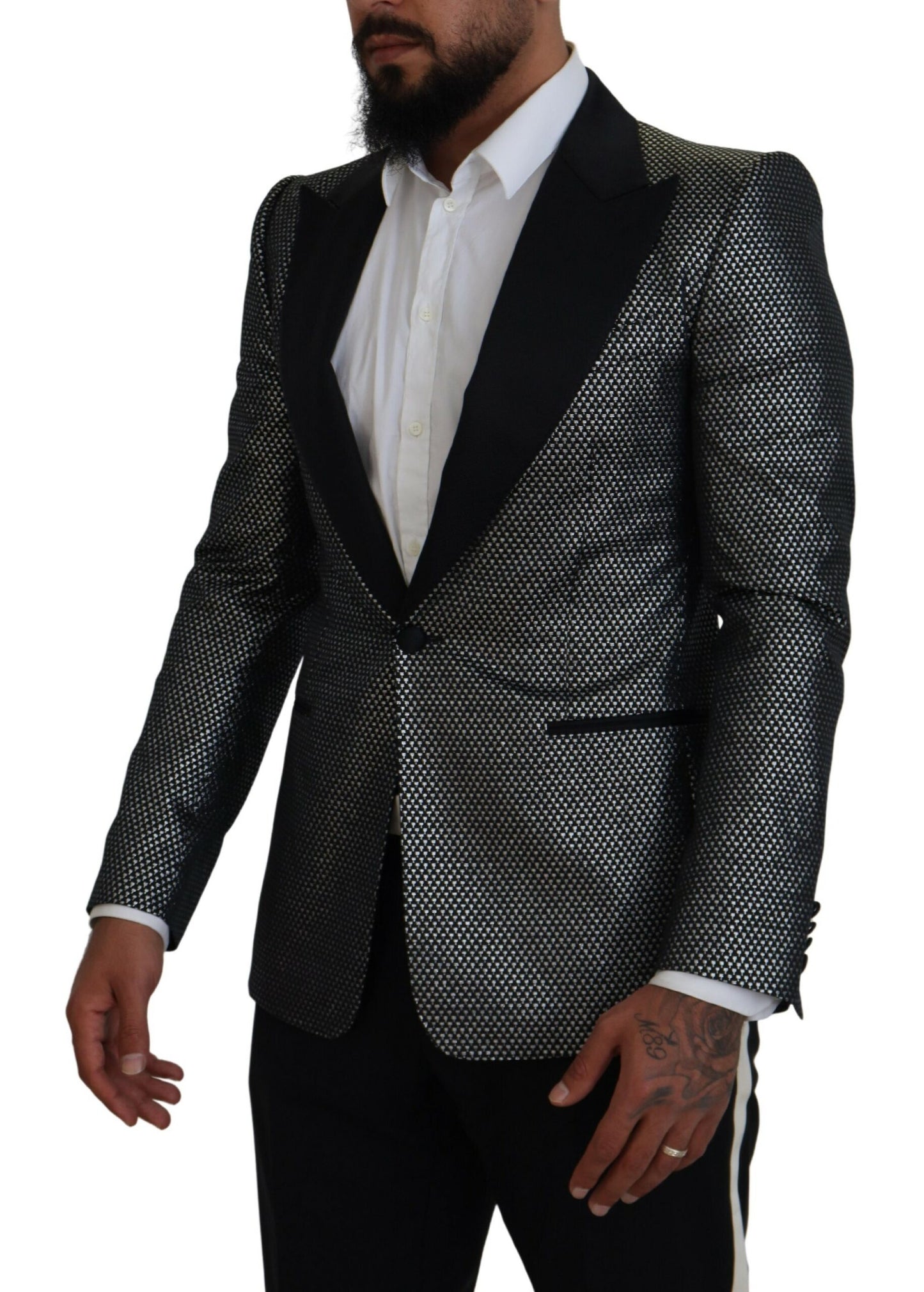  - Elegant Jacquard Single Breasted Blazer