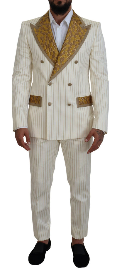  - Elegant Off White Double Breasted Suit