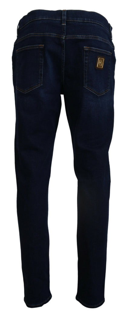  - Elegant Slim Fit Dark Blue Denim Jeans