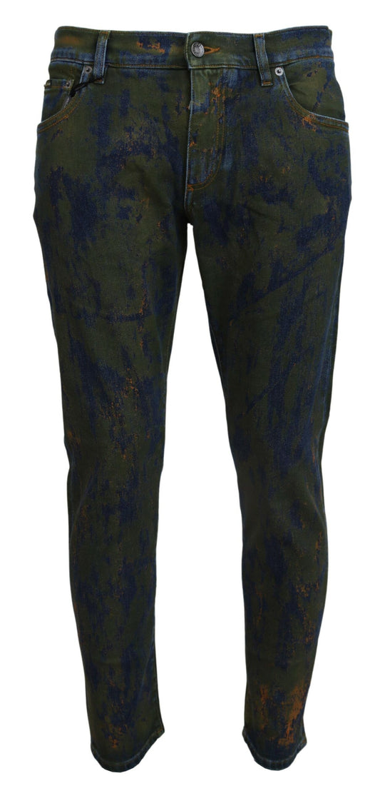  - Chic Slim-Fit Denim Jeans in Green Wash