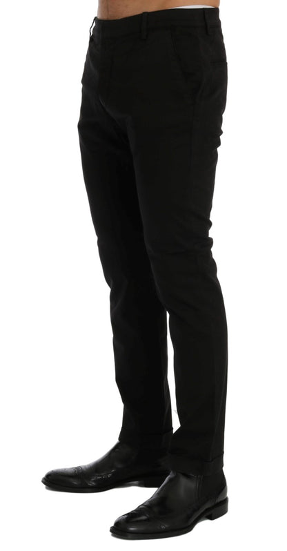  - Chic Black Slim Fit Cotton Stretch Pants