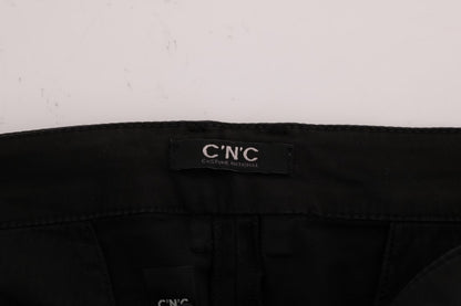  - Chic Black Slim Fit Cotton Stretch Pants