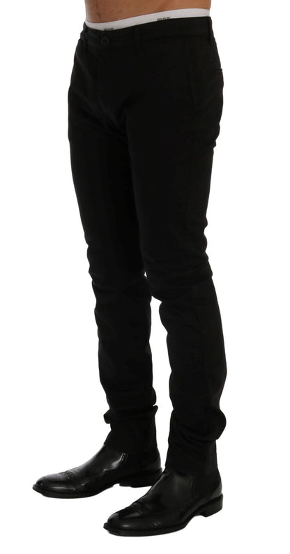  - Elegant Slim Fit Black Cotton Trousers