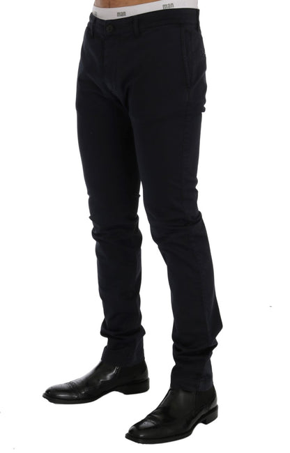  - Chic Slim-Fit Blue Cotton Stretch Pants