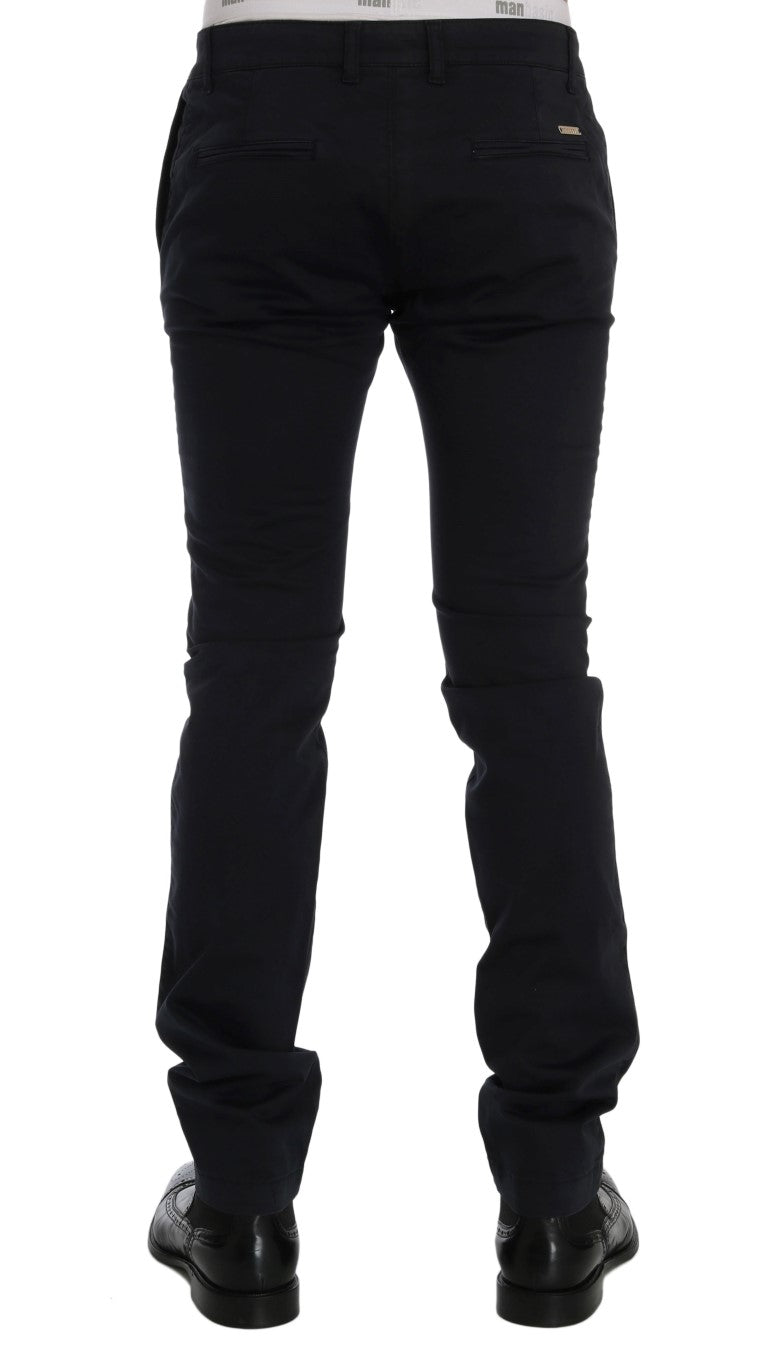  - Chic Slim-Fit Blue Cotton Stretch Pants