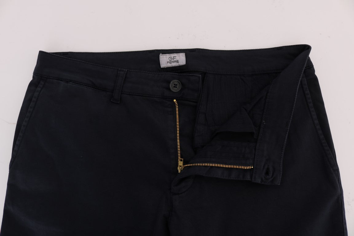  - Chic Slim-Fit Blue Cotton Stretch Pants