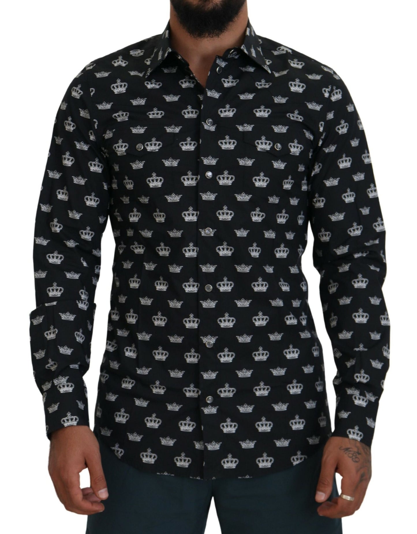  - Elegant Slim Fit Crown Print Formal Shirt