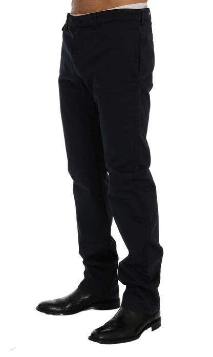  - Sleek Blue Cotton Stretch Pants for Men