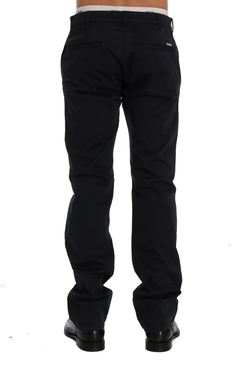  - Sleek Blue Cotton Stretch Pants for Men